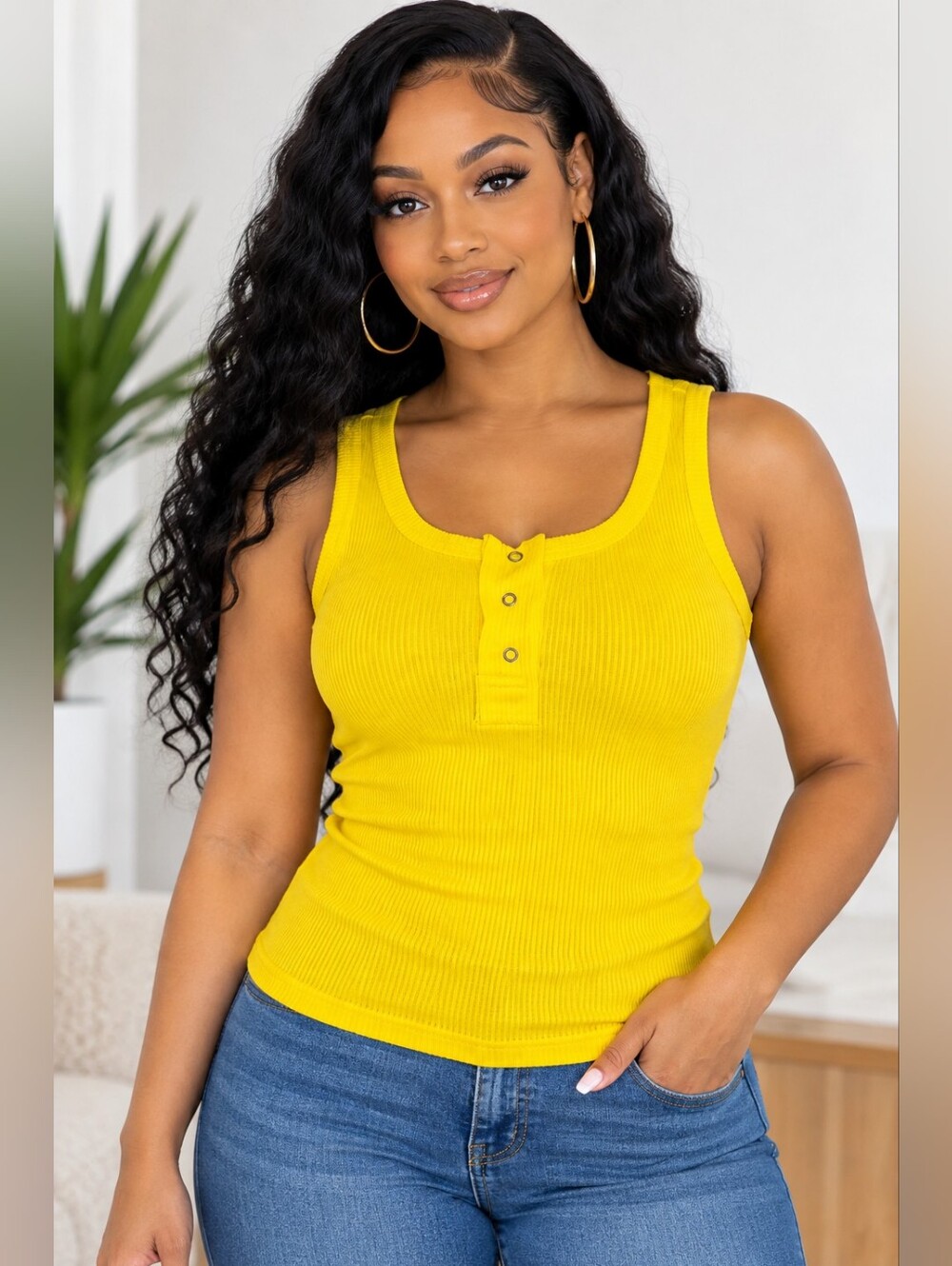 Sweet Generis Yellow Sleeveless Top
